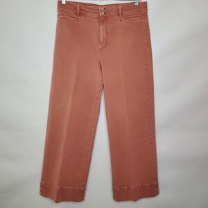 Ann Taylor Wide Leg Jeans Size 14 TALL Hi-Rise Cotton Blend Stretch Denim Pants